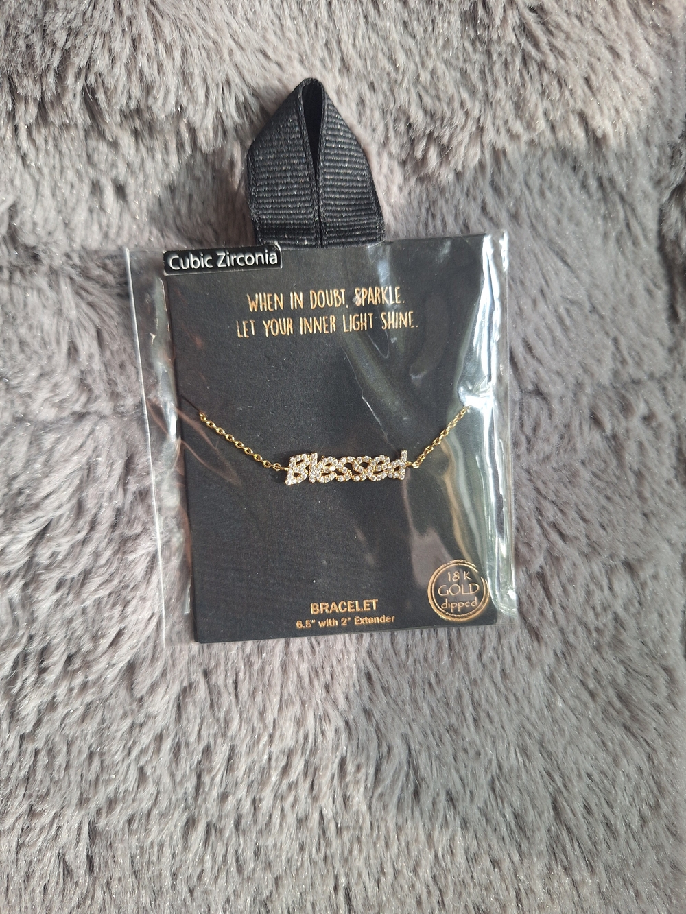Gold 'Blessed' Cubic Zirconia Script Bracelet